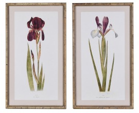 &Scaron;t&yacute;lov&yacute; vidiecky set obdĺžnikov&yacute;ch n&aacute;stenn&yacute;ch obrazov Floras s kvetmi s jemnou patinou s ratanov&yacute;m r&aacute;mom 70 cm  