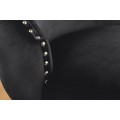 Klasick&aacute; jed&aacute;lensk&aacute; stolička Modern Barrock s čiernym zamatov&yacute;m poťahom v &scaron;t&yacute;le chesterfield a strieborn&yacute;m lev&iacute;m klopadlom 90 cm