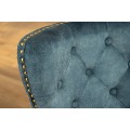 Glamour čal&uacute;nen&aacute; pre&scaron;&iacute;van&aacute; zamatov&aacute; modr&aacute; jed&aacute;lensk&aacute; stolička Modern Barock so zlat&yacute;mi kovov&yacute;mi nožičkami a klopkadlom 98 cm