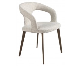 Luxusn&aacute; modern&aacute; čal&uacute;nen&aacute; jed&aacute;lensk&aacute; stolička Maurius v biele off white farbe s kovov&yacute;mi hned&yacute;mi nožičkami 77 cm 