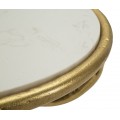 Dizajnov&yacute; glamour mramorov&yacute; okr&uacute;hly kovov&yacute; zlat&yacute; pr&iacute;ručn&yacute; stol&iacute;k Natura Elegante s atypickou nohou 60 cm