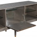 Art deco obdĺžnikov&yacute; siv&yacute; mas&iacute;vny trojdverov&yacute; pr&iacute;born&iacute;k Quadria Gris so sklenen&yacute;mi policami a bronzov&yacute;mi &uacute;chytkami 193 cm 