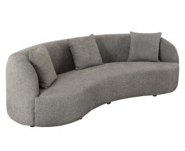 Dizajnov&aacute; bukl&eacute; trojmiestna sedačka Jina v obl&uacute;kovom tvare so siv&yacute;m poťahom a tromi vank&uacute;&scaron;mi 229 cm