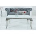 Modern&yacute; obdĺžnikov&yacute; konferenčn&yacute; stol&iacute;k Modern Barock s bielou op&aacute;lovou sklenenou doskou a strieborn&yacute;mi nožičkami 100 cm