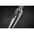 Dizajnov&aacute; polohovateľn&aacute; obl&uacute;kov&aacute; modern&aacute; kovov&aacute; strieborn&aacute; stojaca lampa Big Bow s bielym akrylov&yacute;m okr&uacute;hlym tienidlom 205 cm