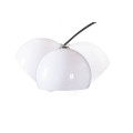 Dizajnov&aacute; polohovateľn&aacute; obl&uacute;kov&aacute; modern&aacute; kovov&aacute; strieborn&aacute; stojaca lampa Big Bow s bielym akrylov&yacute;m okr&uacute;hlym tienidlom 205 cm