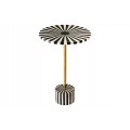 Art deco okr&uacute;hly pr&iacute;ručn&yacute; stol&iacute;k Hypnotique s čiernobielym vykladan&iacute;m s intarziou a zlatou kovovou tyčou 55 cm