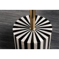 Art deco okr&uacute;hly pr&iacute;ručn&yacute; stol&iacute;k Hypnotique s čiernobielym vykladan&iacute;m s intarziou a zlatou kovovou tyčou 55 cm