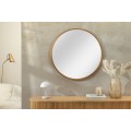 Art deco okr&uacute;hle zrkadlo Auri so zlat&yacute;m tenk&yacute;m kovov&yacute;m r&aacute;mom a zadnou v&yacute;stužou z dyhovan&eacute;ho dreva na stenu 80 cm