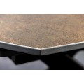Modern&yacute; ov&aacute;lny rozkladac&iacute; st&ocirc;l Lutz s keramickou doskou v hrdzavej hnedej farbe a kovovou prekr&iacute;ženou podstavou 190 cm