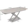 Modern&yacute; ov&aacute;lny rozkladac&iacute; st&ocirc;l Lutz s keramickou doskou v hrdzavej hnedej farbe a kovovou prekr&iacute;ženou podstavou 190 cm