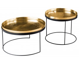 Art-deco set okr&uacute;hlych konferenčn&yacute;ch stol&iacute;kov Elements zlat&aacute; 57cm