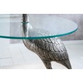 Dizajnov&yacute; okr&uacute;hly pr&iacute;ručn&yacute; stol&iacute;k Ardea so skulptur&aacute;lnou podstavou v tvare volavky v striebornej farbe 88 cm