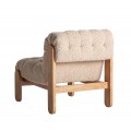 Luxusn&eacute; retro b&eacute;žov&eacute; kreslo Aliona s boucl&eacute; poťahom a mas&iacute;vnou drevenou hnedou kon&scaron;trukciou 89 cm