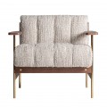Luxusn&eacute; art deco kreslo Halor s b&eacute;žov&yacute; čal&uacute;nen&iacute;m a kon&scaron;trukciou zo zlat&eacute;ho kovu a tmav&eacute;ho hned&eacute;ho dreva 72 cm