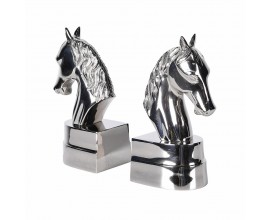 Glamour sada kovov&yacute;ch strieborn&yacute;ch zar&aacute;žok na knihy Equus s dekorom konsk&yacute;ch hl&aacute;v 22 cm