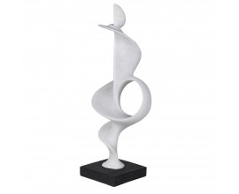 Modern&aacute; abstraktn&aacute; socha Twist zo sivej živice s čiernou &scaron;tvorcovou podstavou 70 cm
