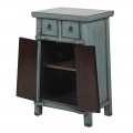 Vintage obdĺžnikov&yacute; modr&yacute; pr&iacute;ručn&yacute; stol&iacute;k Castello z recyklovan&eacute;ho dreva s dvomi z&aacute;suvkami a dvojdverovou skrinkou 76 cm