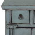 Vintage obdĺžnikov&yacute; modr&yacute; pr&iacute;ručn&yacute; stol&iacute;k Castello z recyklovan&eacute;ho dreva s dvomi z&aacute;suvkami a dvojdverovou skrinkou 76 cm