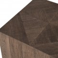 Luxusn&yacute; modern&yacute; &scaron;tvorcov&yacute; pr&iacute;ručn&yacute; stol&iacute;k Rogi s geometrickou mozaikou z recyklovan&eacute;ho dreva v natur&aacute;lnej hnedej farbe 55 cm