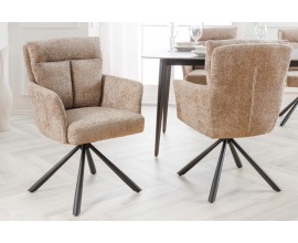 Dizajnov&aacute; retro otočn&aacute; stolička Dover s pre&scaron;&iacute;van&yacute;m čal&uacute;nen&iacute;m v b&eacute;žovo sivej farbe 92 cm
