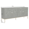 Art deco &scaron;tvordverov&yacute; obdĺžnikov&yacute; zelen&yacute; pr&iacute;born&iacute;k Birdy z mangov&eacute;ho dreva s vyrez&aacute;van&yacute;mi p&aacute;vmi a zlat&yacute;mi nožičkami 175 cm