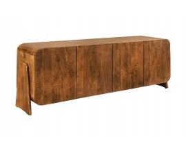 Vidiecky mas&iacute;vny &scaron;tvordverov&yacute; pr&iacute;born&iacute;k Karat z mangov&eacute;ho dreva v hnedej farbe so zaoblen&yacute;mi rohmi 175 cm