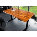 Luxusn&yacute; modern&yacute; v&yacute;&scaron;kovo nastaviteľn&yacute; p&iacute;sac&iacute; st&ocirc;l Mammut s pr&iacute;rodnou hnedou mas&iacute;vnou sheeshamovou doskou a čiernymi nohami 160 cm