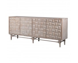 Luxusn&yacute; art deco pr&iacute;born&iacute;k Cubaro z mas&iacute;vneho dreva so &scaron;tyrmi dvierkami a 3D reli&eacute;fnym vzorom 210 cm 