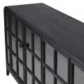 Luxusn&yacute; art deco čierny pr&iacute;born&iacute;k Arc Noir z mas&iacute;vneho dreva so &scaron;tyrmi presklen&yacute;mi dvierkami a bezpečnostn&yacute;m sklom 216 cm
