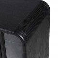 Luxusn&yacute; art deco čierny pr&iacute;born&iacute;k Arc Noir z mas&iacute;vneho dreva so &scaron;tyrmi presklen&yacute;mi dvierkami a bezpečnostn&yacute;m sklom 216 cm