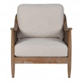 Luxusn&eacute; retro kreslo Armonia z jaseňov&eacute;ho dreva s viedensk&yacute;m v&yacute;pletom a siv&yacute;m čal&uacute;nen&iacute;m v tvare obdĺžnikov&yacute;ch vank&uacute;&scaron;ov 89 cm