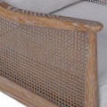 Luxusn&eacute; retro kreslo Armonia z jaseňov&eacute;ho dreva s viedensk&yacute;m v&yacute;pletom a siv&yacute;m čal&uacute;nen&iacute;m v tvare obdĺžnikov&yacute;ch vank&uacute;&scaron;ov 89 cm