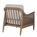 Luxusn&eacute; retro kreslo Armonia z jaseňov&eacute;ho dreva s viedensk&yacute;m v&yacute;pletom a siv&yacute;m čal&uacute;nen&iacute;m v tvare obdĺžnikov&yacute;ch vank&uacute;&scaron;ov 89 cm