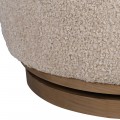 Luxusn&eacute; retro otočn&eacute; okr&uacute;hle kreslo Cozy s b&eacute;žov&yacute;m teddy poťahom a drevenou podstavou 90 cm