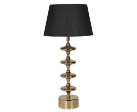 Art deco stoln&aacute; lampa Aurora Gold s čiernym bavlnen&yacute;m tienidlom a zlatou kovovou nohou 85 cm