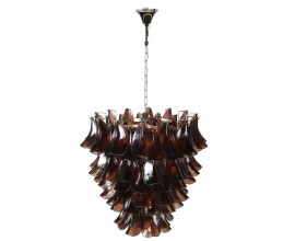 Luxusn&yacute; glamour luster Autumn z hned&eacute;ho t&oacute;novan&eacute;ho skla s tienidlom s dizajnom listov 80 cm