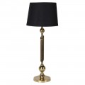 Glamour stoln&aacute; lampa Kelly s čiernym ľanov&yacute;m tienidlom a kovovou zlatou nohou 78 cm 
