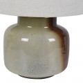 Modern&aacute; stoln&aacute; lampa Terrza s hnedou nohou s efektom keramiky a siv&yacute;m ľanov&yacute;m tienidlom 53 cm