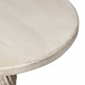 Luxusn&yacute; vintage okr&uacute;hly pr&iacute;ručn&yacute; stol&iacute;k Dufrain s jednou nohou a vyrez&aacute;van&yacute;m zdoben&iacute;m v kr&eacute;movej b&eacute;žovej patinovanej farbe 73 cm
