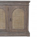 Luxusn&yacute; vidiecky mas&iacute;vny pr&iacute;born&iacute;k Rickon so &scaron;tyrmi dvierkami s ratanov&yacute;m v&yacute;pletom z recyklovan&eacute;ho dreva v hnedej farbe 196 cm