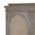 Luxusn&aacute; vintage dvojdverov&aacute; &scaron;atn&iacute;kov&aacute; skriňa Rickon so z&aacute;suvkou z mas&iacute;vneho dreva v hnedej farbe a ratanov&yacute;m detailom 220 cm